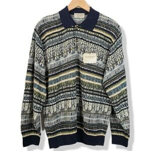 VTG Tricots St Raphael Men Sweater L Textured USA Gorp Preppy Eclectic Grandpa